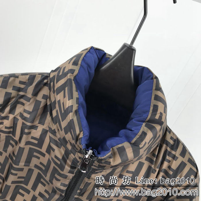 FENDI芬迪 專櫃同步 18秋冬新款 FF圖案 男款兩面穿棉服 ydi2218